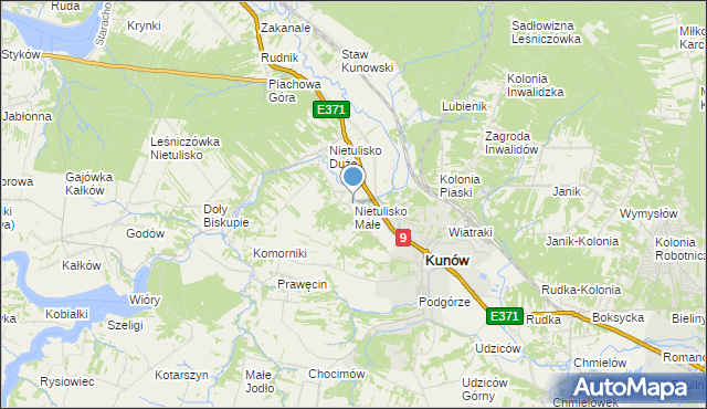 mapa Nietulisko Małe, Nietulisko Małe na mapie Targeo